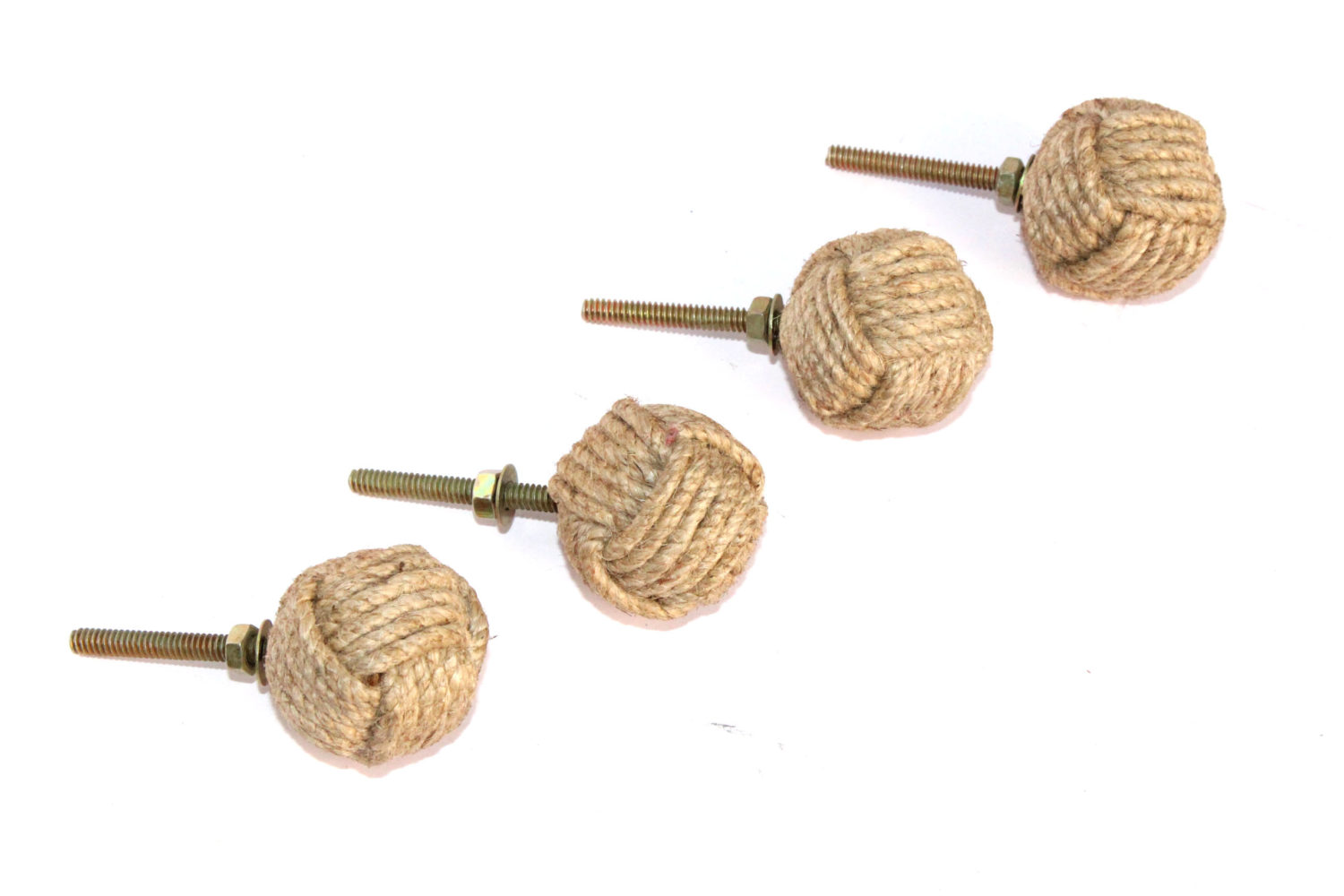 Jute Rope Shelves/Cabinet Drawer Pulls Knobs (4)