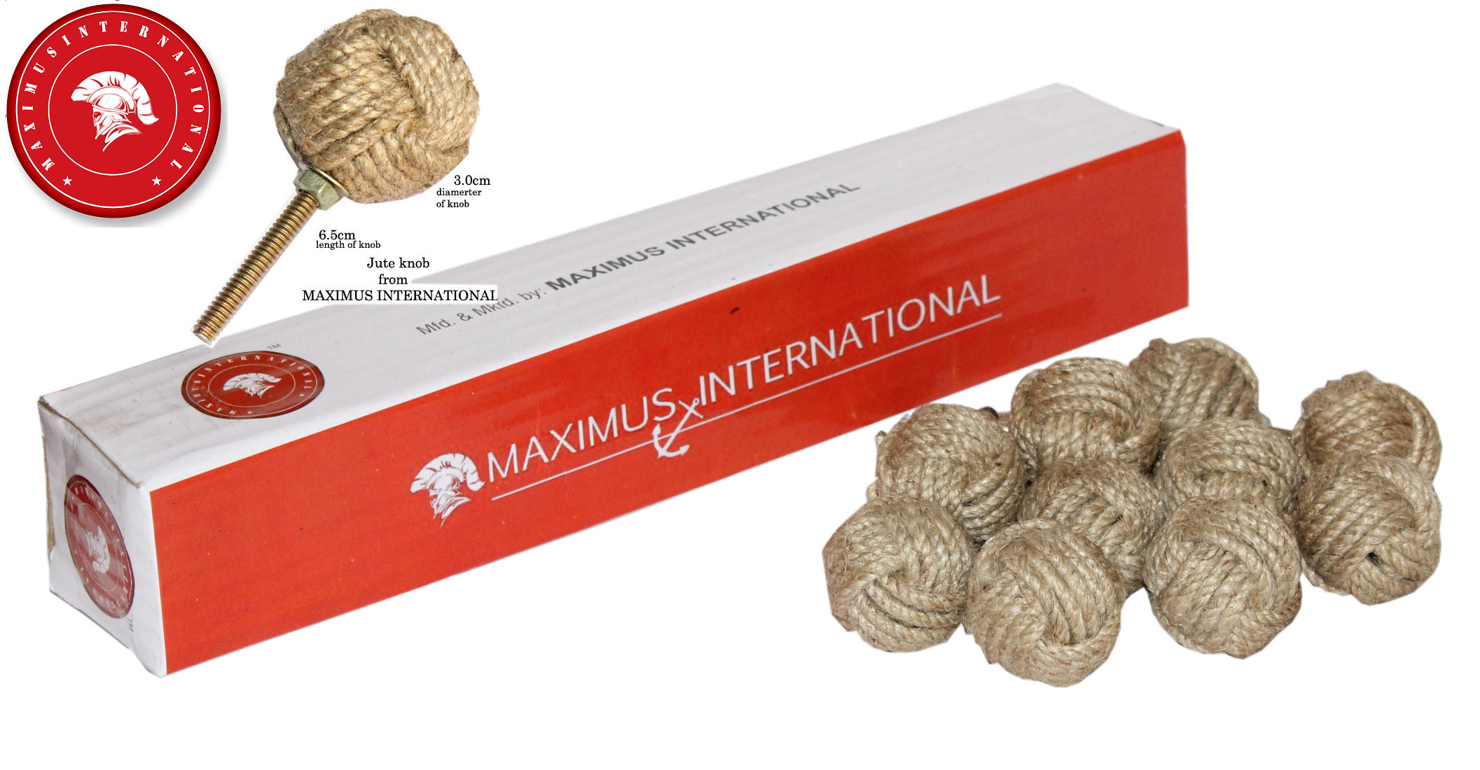 Jute Rope Shelves/Cabinet Drawer Pulls Knobs (10)