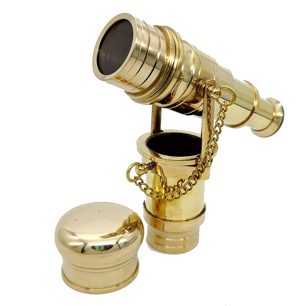 5MoonSun5's Vintage Brass Handle Victorian Telescope Head Foldable Wooden Walking Stick Cane (Brass Finish) - Image 7