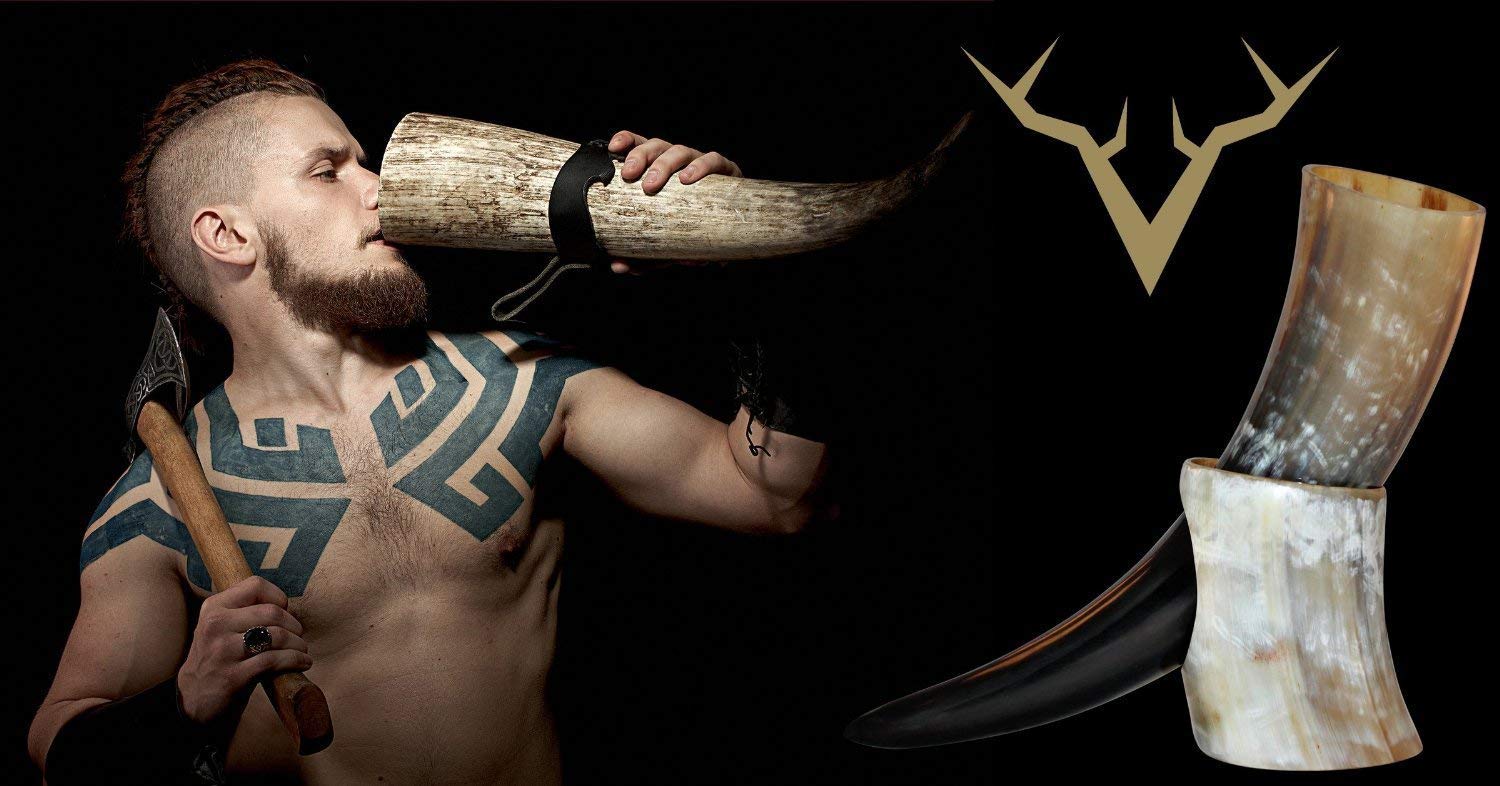 Medieval Drinking vikings Horn mug with attractive stand for you - Image 5