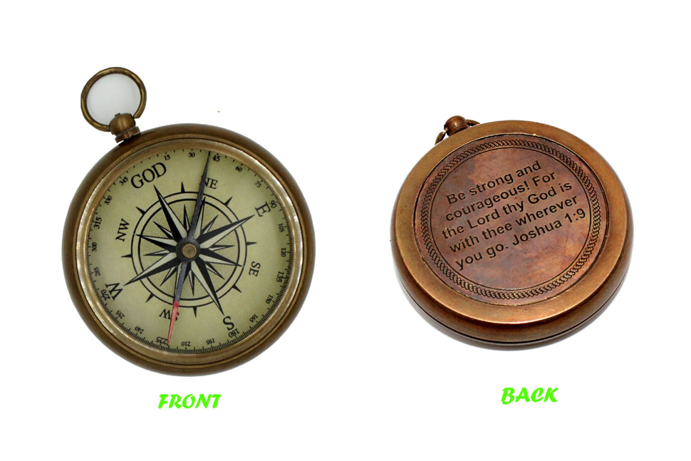 5MoonSun5's My ultimate Guide is God Compass with Display brass Stand.Be Strong and Courageous, Do Not Be Afraid Engraved Compass, - Image 3