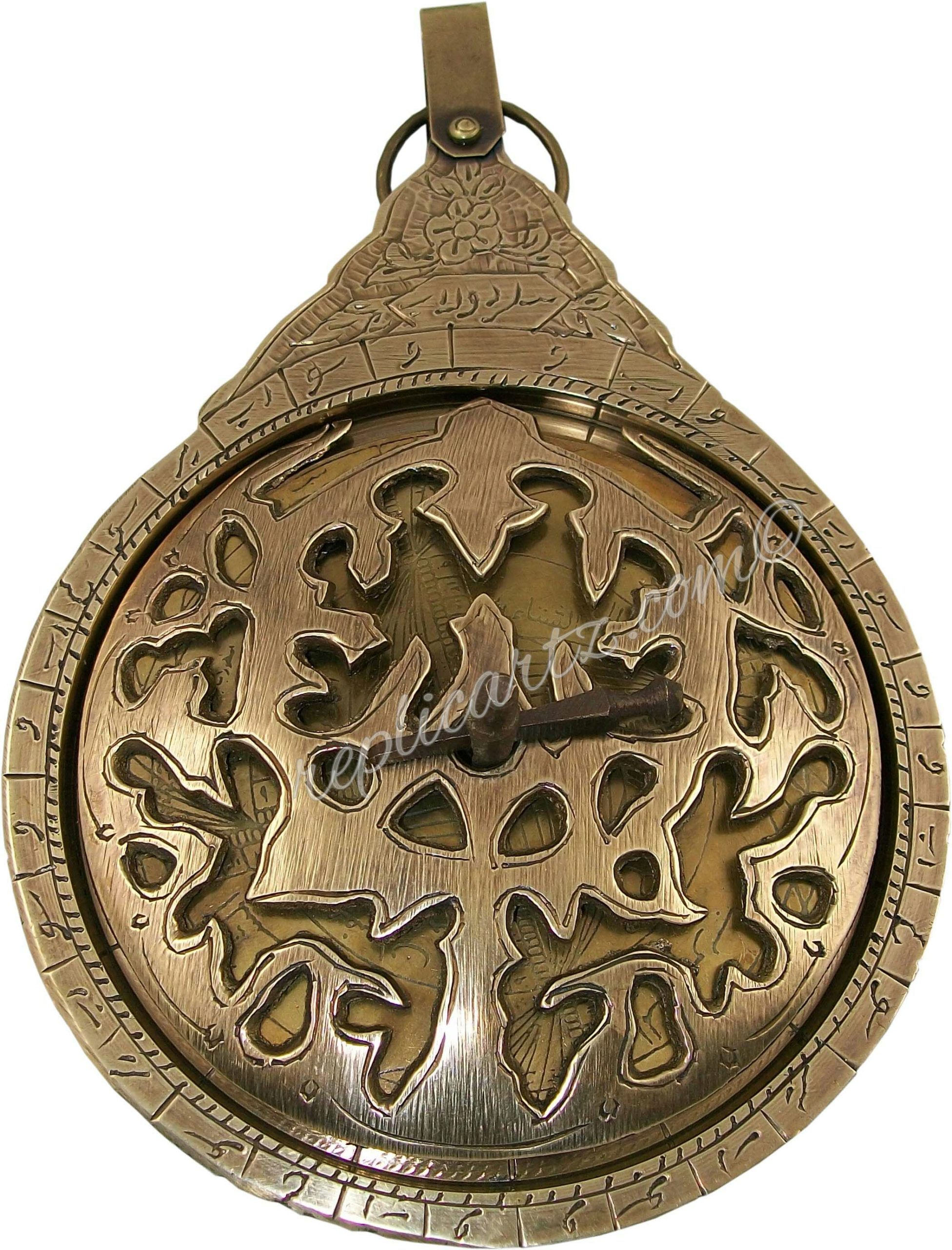 5MOONSUN5's 9" Hanging Brass Arabic Astrolabe Globe Maritime Navigational Astrological Calendar Replica