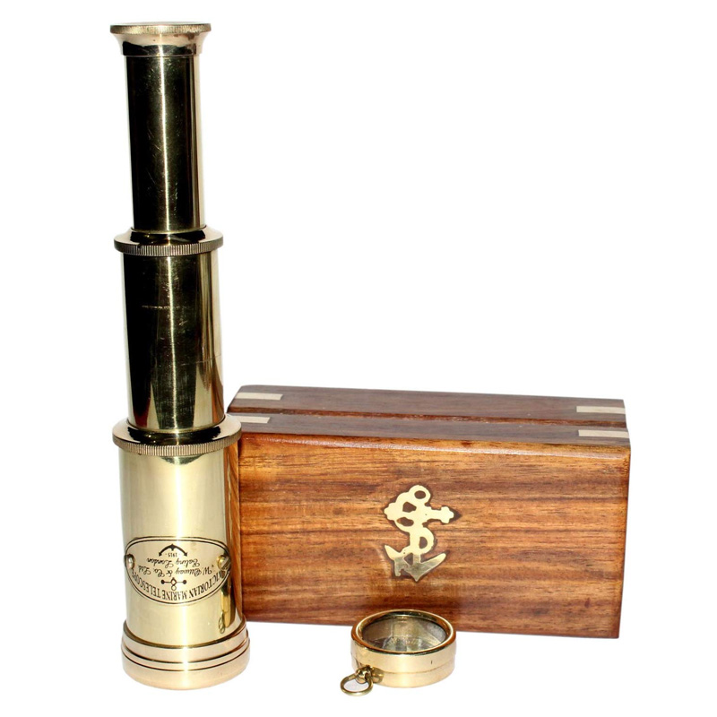 5MOONSUN5's Nautical Brass Spyglass Telescope with Box, Brass (Gold)