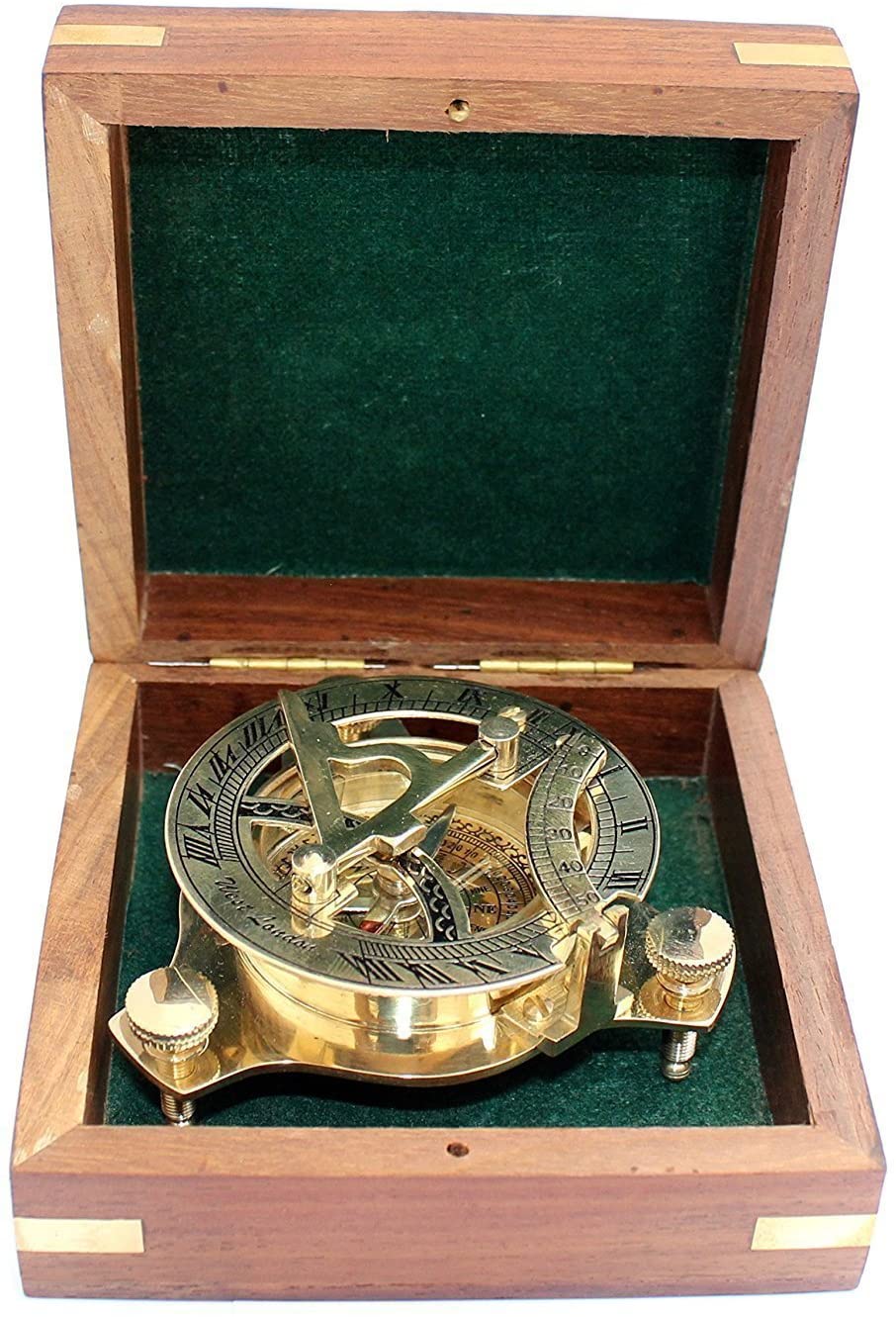 5MOONSUN5's 3"Nautical West London Sundial Compass With HandCrafted Wooden box - Image 2
