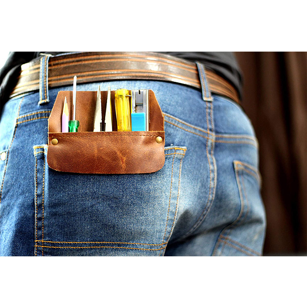 Genuine Leather Work Pocket Organizer tool pocket for Tools, Handmade Essentials - Image 3
