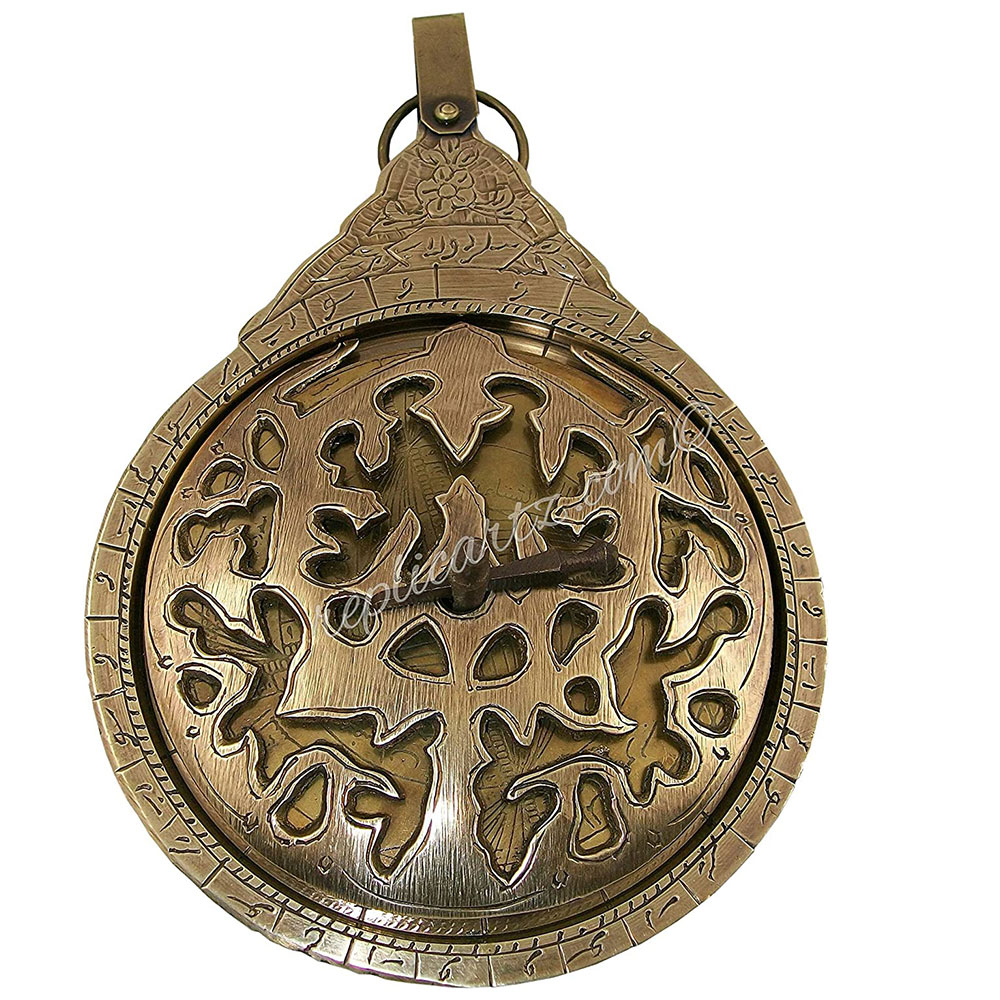 5MoonSun5's 9" Hanging Brass Arabic Astrolabe Globe Maritime Navigational Astrological Calendar Replica