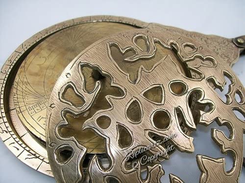 5MoonSun5's 9" Hanging Brass Arabic Astrolabe Globe Maritime Navigational Astrological Calendar Replica - Image 2