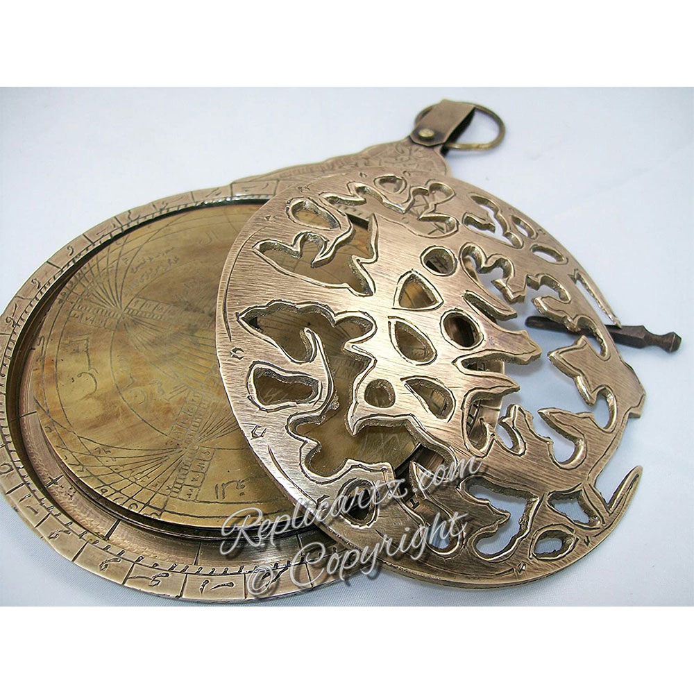 5MoonSun5's 9" Hanging Brass Arabic Astrolabe Globe Maritime Navigational Astrological Calendar Replica - Image 3
