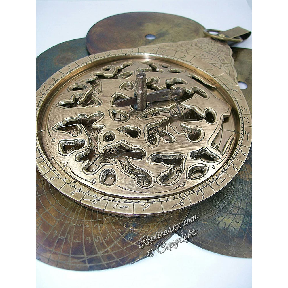 5MoonSun5's 9" Hanging Brass Arabic Astrolabe Globe Maritime Navigational Astrological Calendar Replica - Image 7