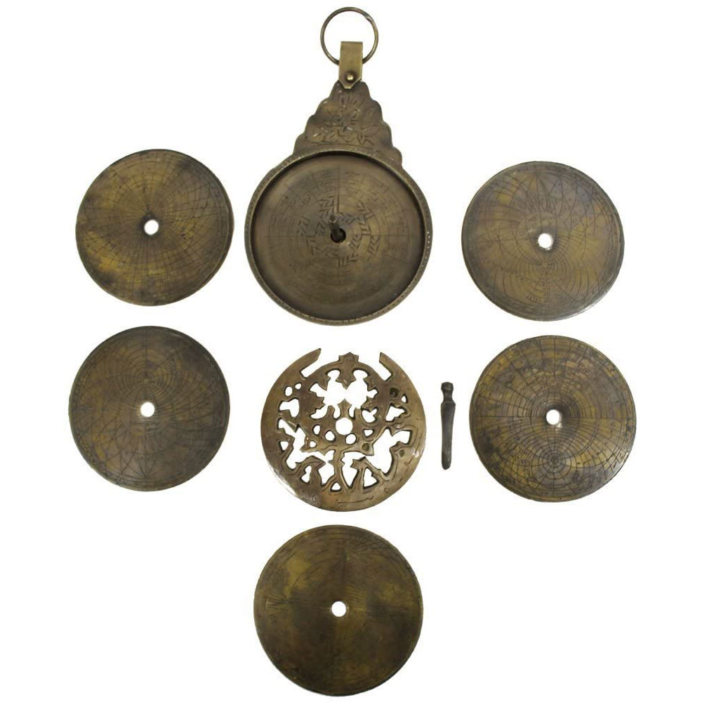 5MoonSun5's 9" Hanging Brass Arabic Astrolabe Globe Maritime Navigational Astrological Calendar Replica - Image 8