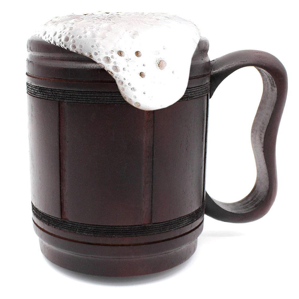 Handmade wooden Beer Mug copper Cup Carved Natural Beer Stein 16oz