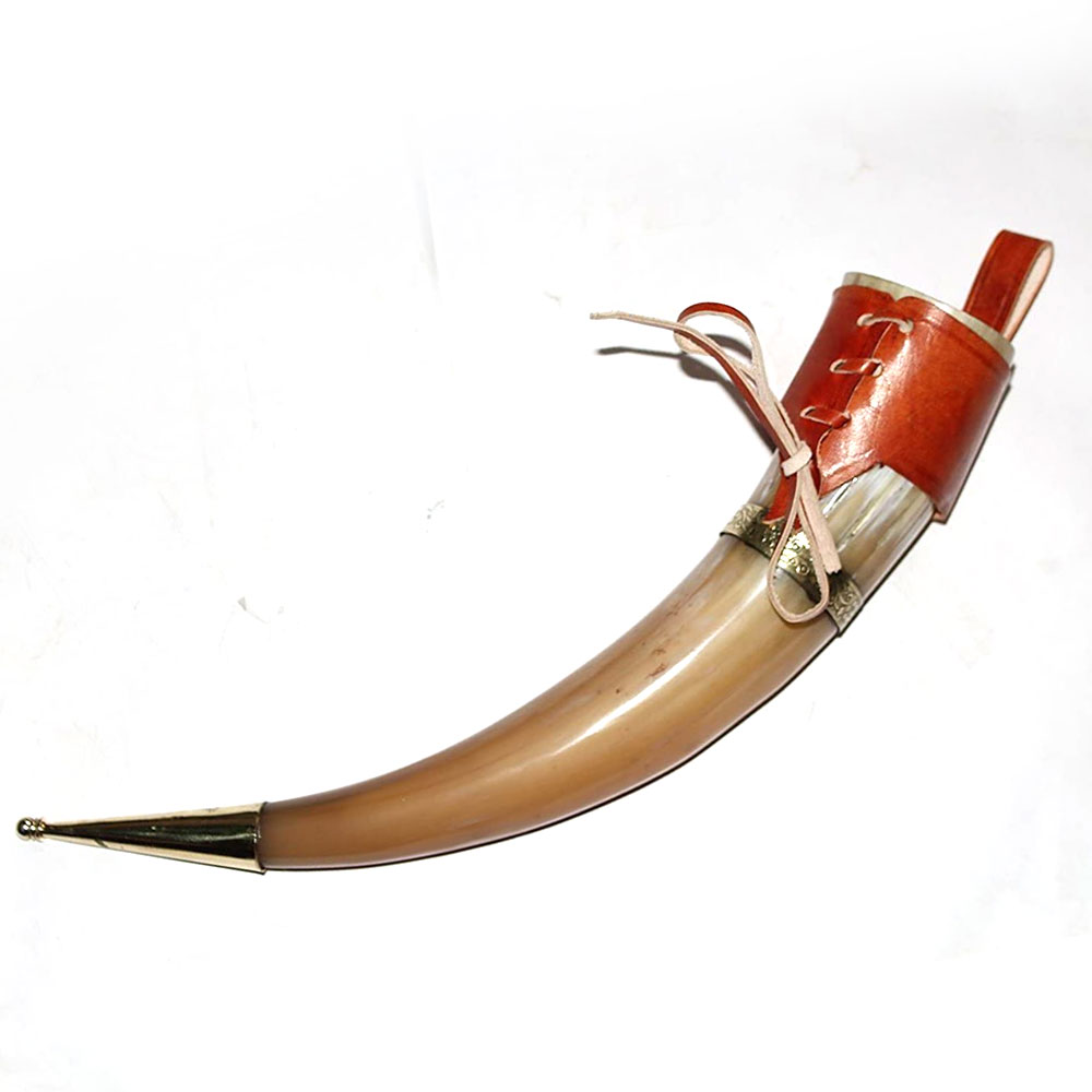 Beer horn mug Game of thrones brass adorned vikings with attractive leather belt - Image 4