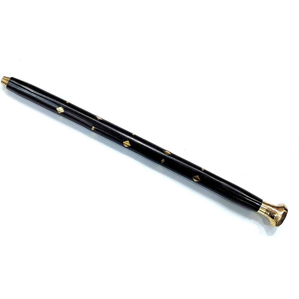 Handcrafted Walking Rule Swagger Wooden Stick with Brass Inlay Design Black Walking Swagger Stick 24 inch - Image 2