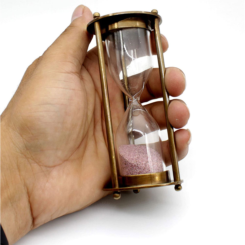 Vintage Style Clock Timer Brass Hour Glass Antique. Vintage sand timer 3 minutes Glass Timer - Image 2