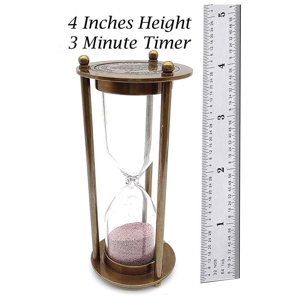 Vintage Style Clock Timer Brass Hour Glass Antique. Vintage sand timer 3 minutes Glass Timer - Image 3