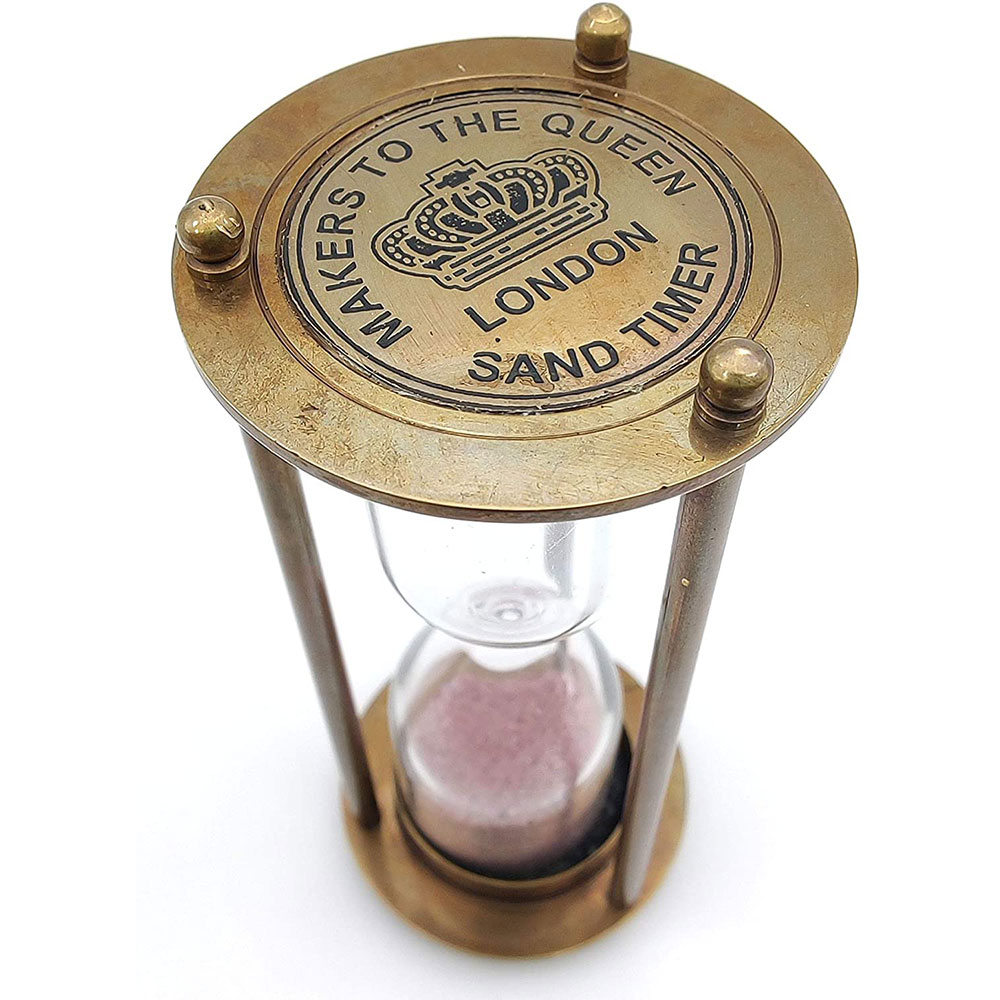 Vintage Style Clock Timer Brass Hour Glass Antique. Vintage sand timer 3 minutes Glass Timer - Image 6