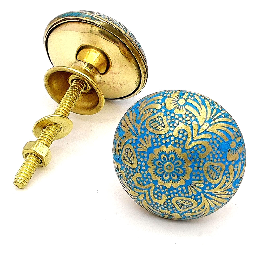 Brass Door Knobs/Drawer Pulls Dresser Door Knobs/Pull 38 mm Sky Blue (Set of 2)