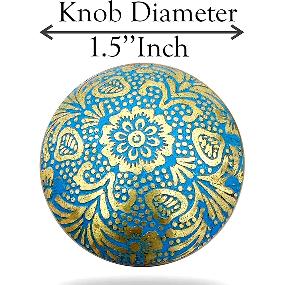 Brass Door Knobs/Drawer Pulls Dresser Door Knobs/Pull 38 mm Sky Blue (Set of 2) - Image 9
