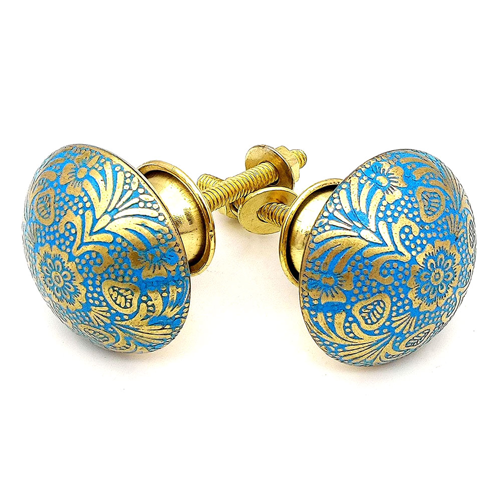 Brass Door Knobs/Drawer Pulls Dresser Door Knobs/Pull 38 mm Sky Blue (Set of 2) - Image 8