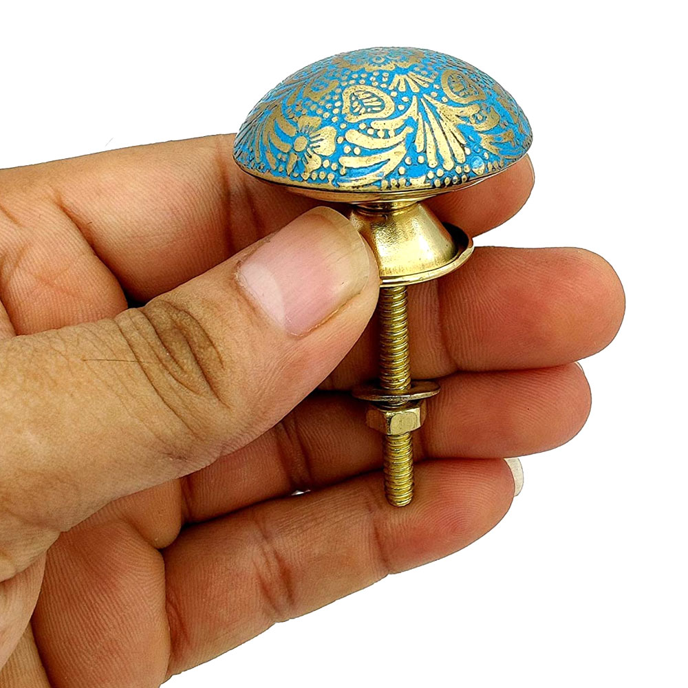 Brass Door Knobs/Drawer Pulls Dresser Door Knobs/Pull 38 mm Sky Blue (Set of 2) - Image 4