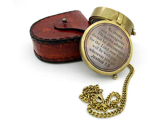 Be Strong and Courageous, Engraved Compass, Scripture, Confirmation Gift Ideas.