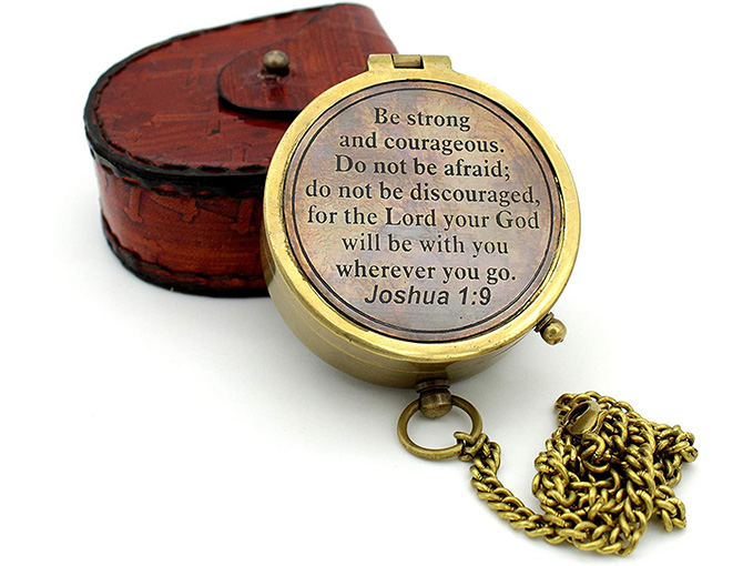 Be Strong and Courageous, Engraved Compass, Scripture, Confirmation Gift Ideas. - Image 2