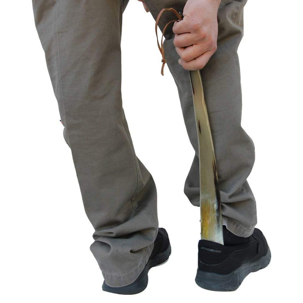 Shoe Horn Made with Real Horn Handmade. Easy Grip Long Brass anchor handle Shoehorn. (14''brass) - Image 5