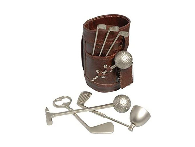 Vintage 7 Piece Golf Clubs Bar Tools Set Leatherette Holder Bar Tools Great Gift - Image 5