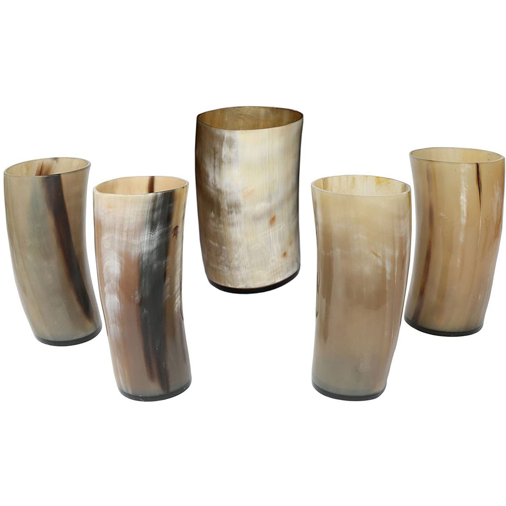 5MoonSun5's Ox Horn Whisky Tot Cup Nip Viking Drinking and Game of Thrones Shot Glass Set of 5