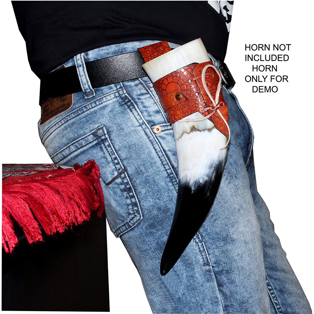 Medieval Viking Leather Belt Attachment Genuine Leather Hanger/Holster/Holder backpack - Image 2