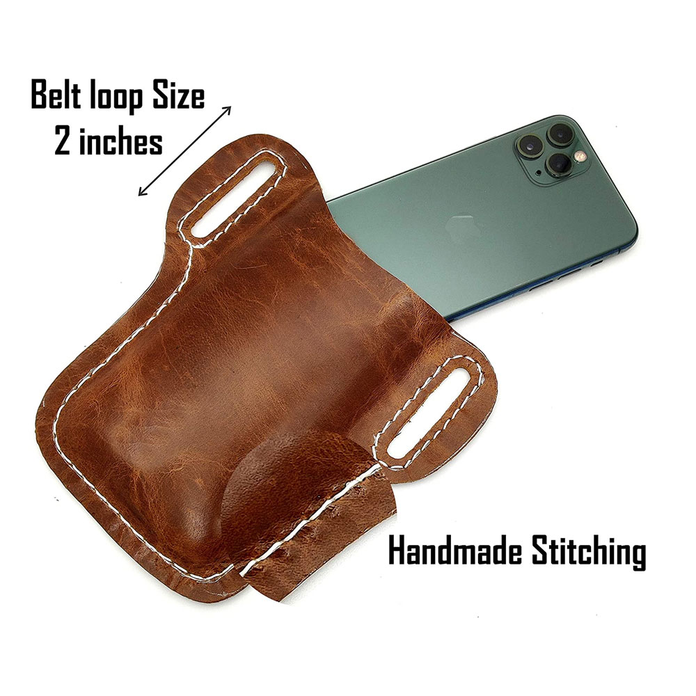 Leather Cell Phone Holster Sheath with Belt Loops for Phone Holster - Image 3