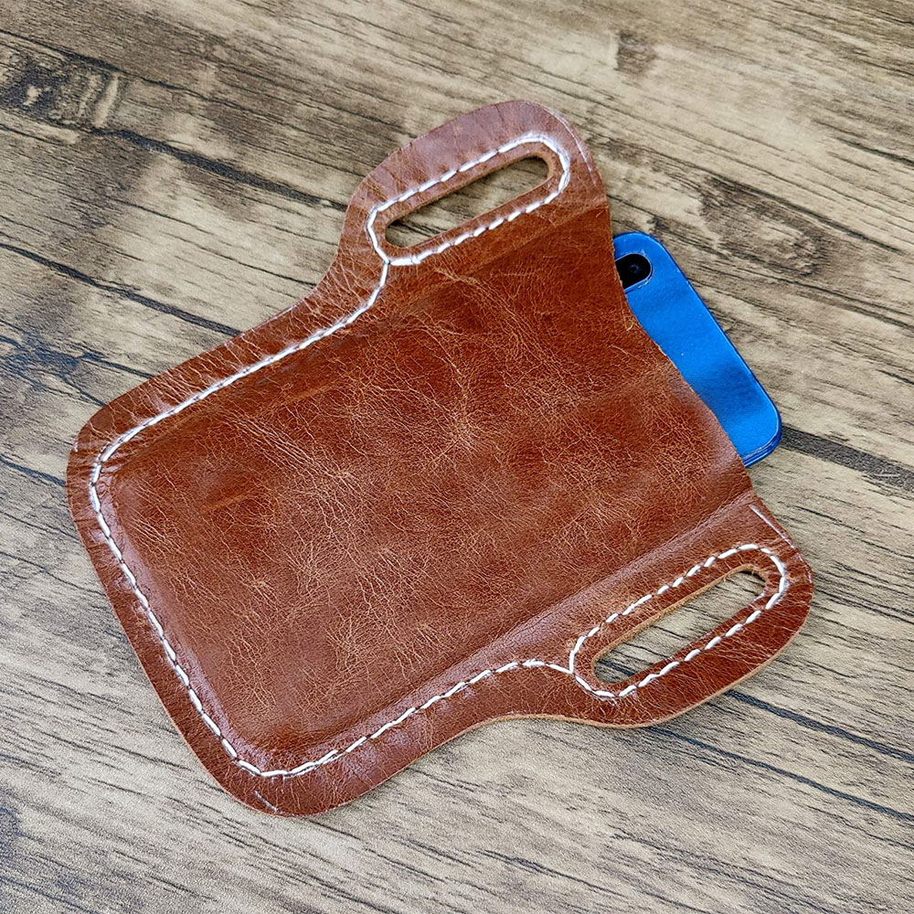 Leather Cell Phone Holster Sheath with Belt Loops for Phone Holster - Image 5