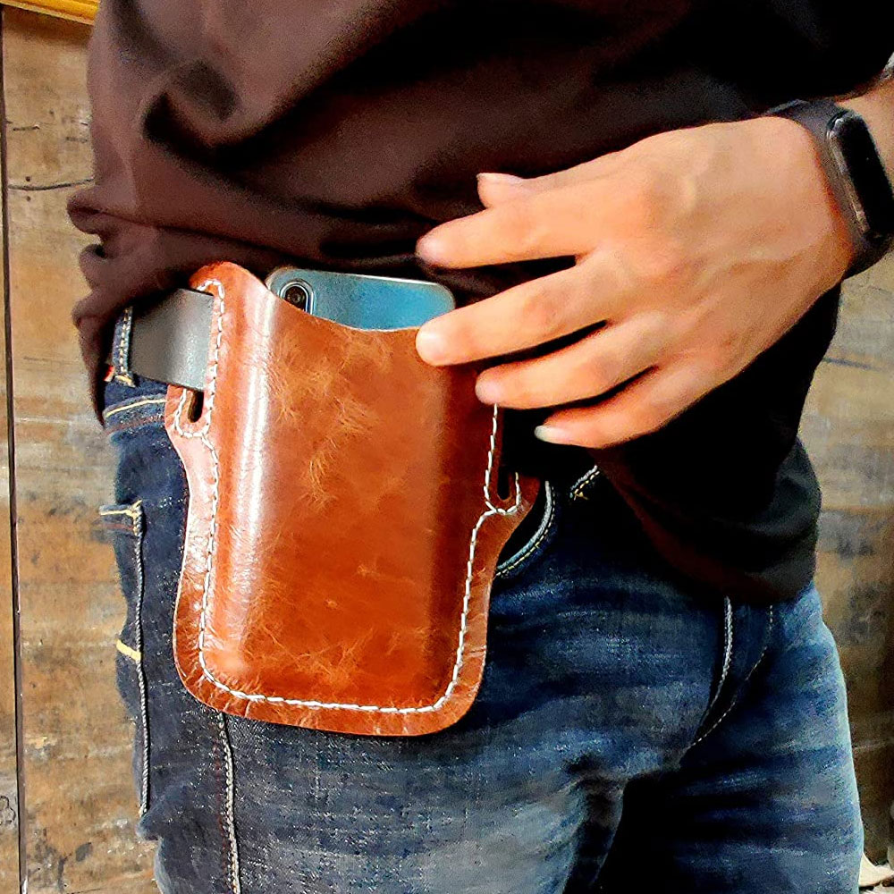 Leather Cell Phone Holster Sheath with Belt Loops for Phone Holster - Image 7