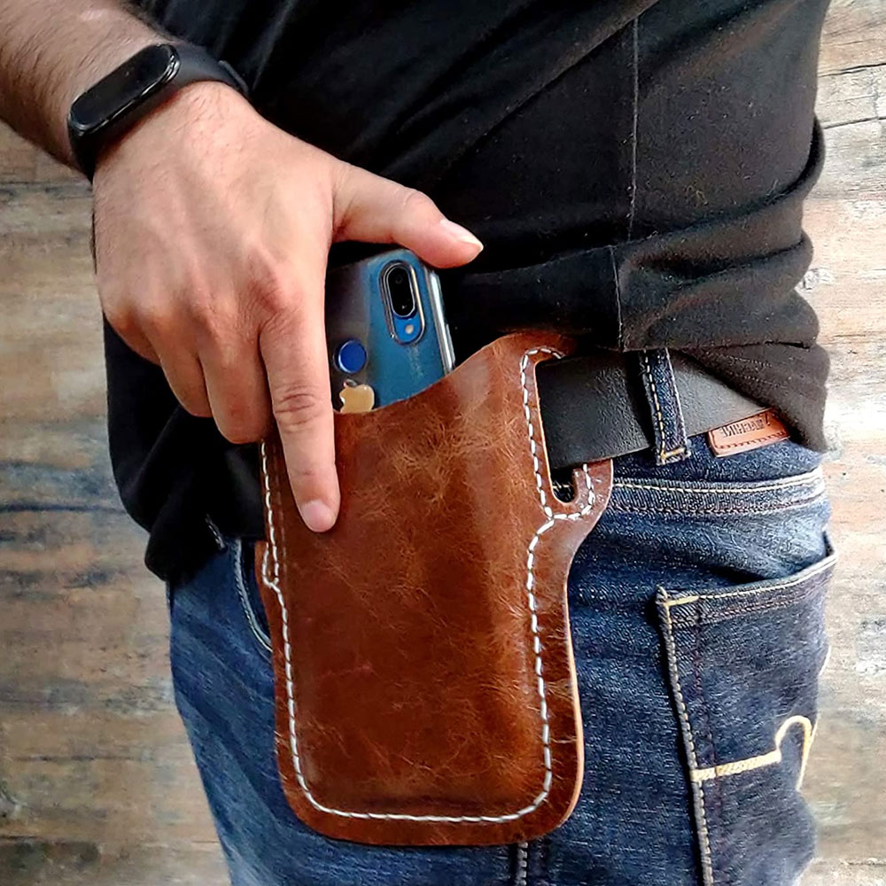 Leather Cell Phone Holster Sheath with Belt Loops for Phone Holster - Image 8