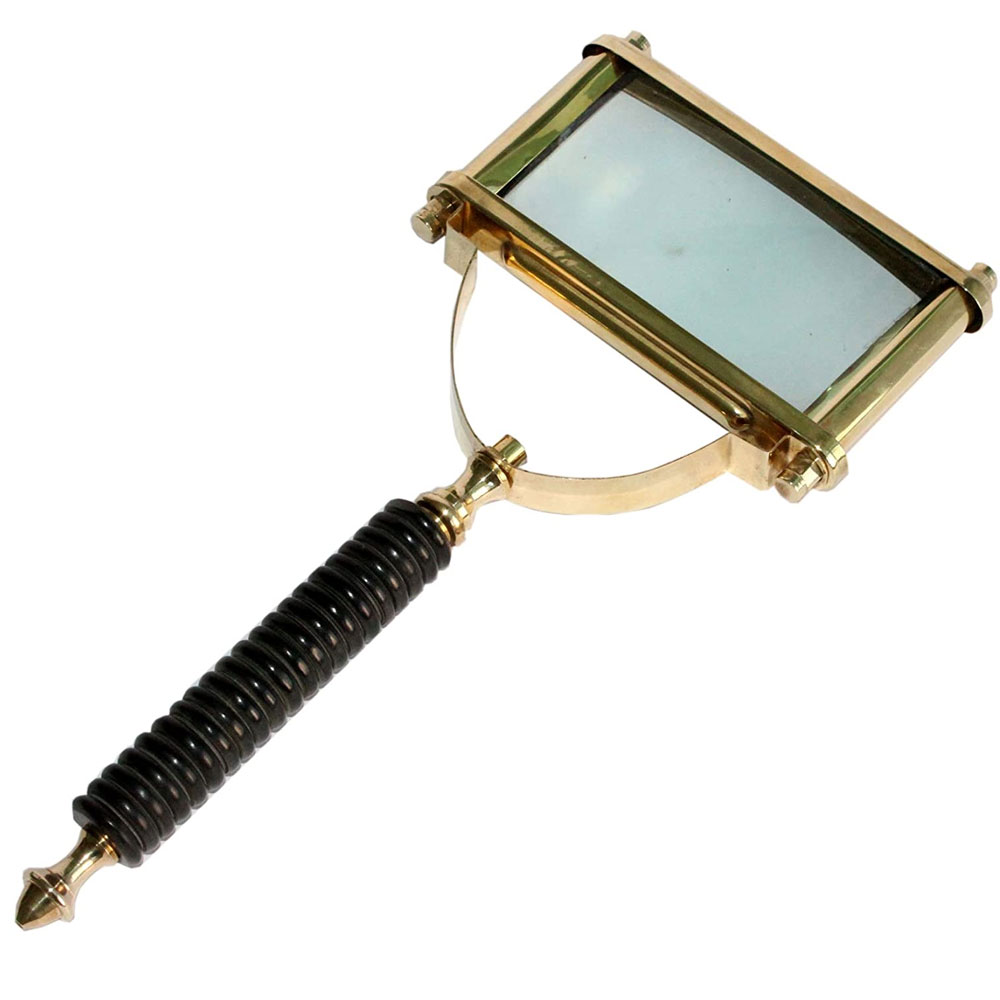 Sun & Moon Vintage Style Brass Square Shape Big Magnifying Glass Magnifier Antique Look