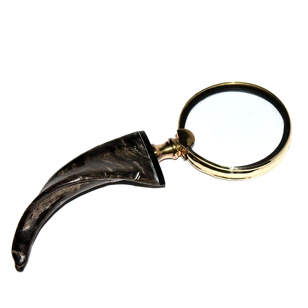 5moonsun5 Magnifying Glass Table Top Decorative Antique Vintage Style Brass crafted horn
