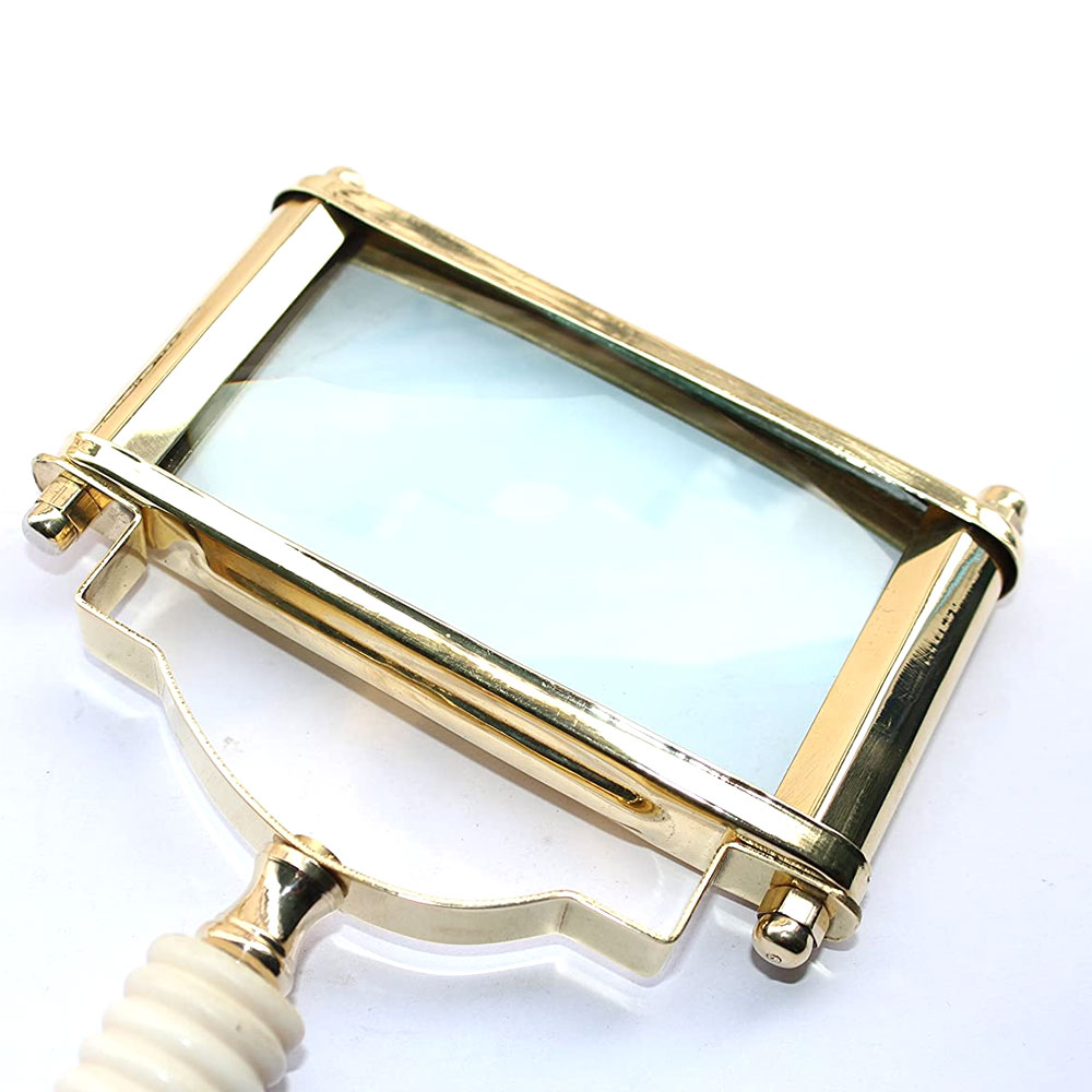 Vintage Style Brass Square Shape Big Magnifying Glass Magnifier antique look - Image 2
