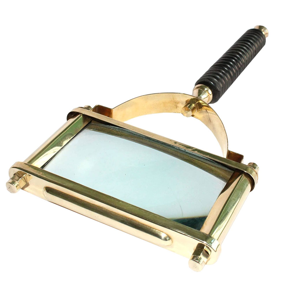 Sun & Moon Vintage Style Brass Square Shape Big Magnifying Glass Magnifier Antique Look - Image 2