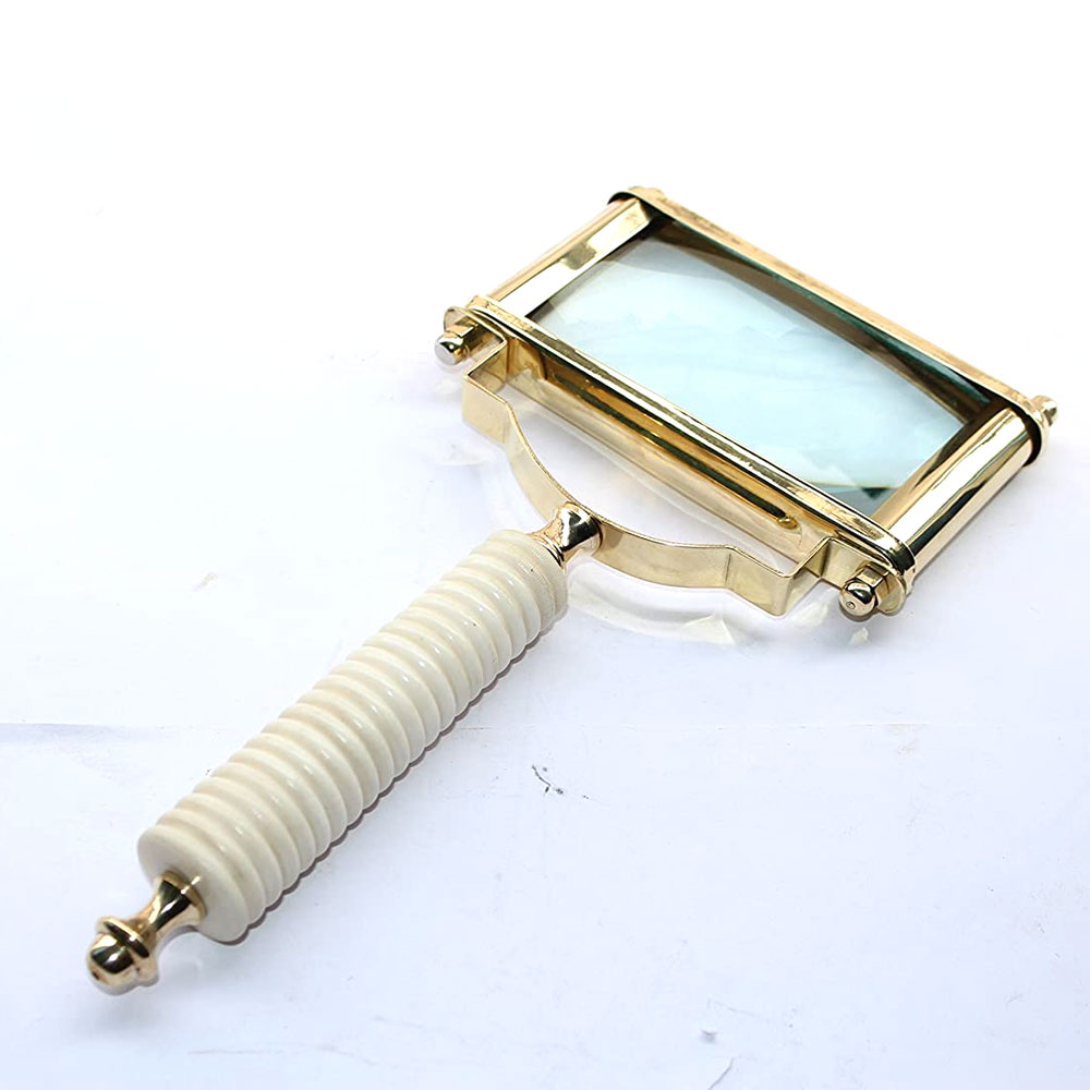 Vintage Style Brass Square Shape Big Magnifying Glass Magnifier antique look - Image 3