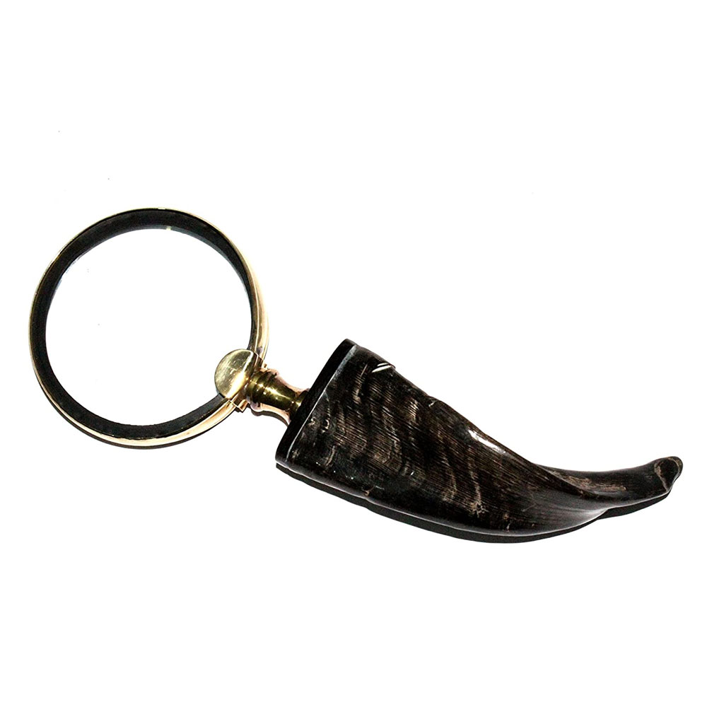 5moonsun5 Magnifying Glass Table Top Decorative Antique Vintage Style Brass crafted horn - Image 3