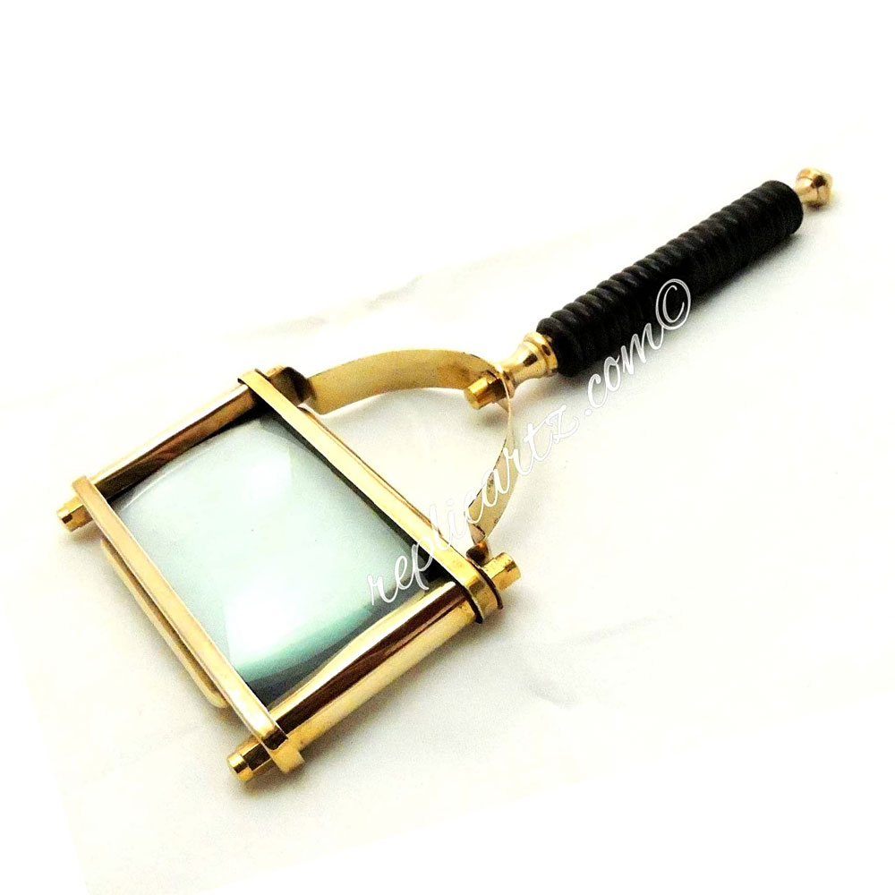 Sun & Moon Vintage Style Brass Square Shape Big Magnifying Glass Magnifier Antique Look - Image 4