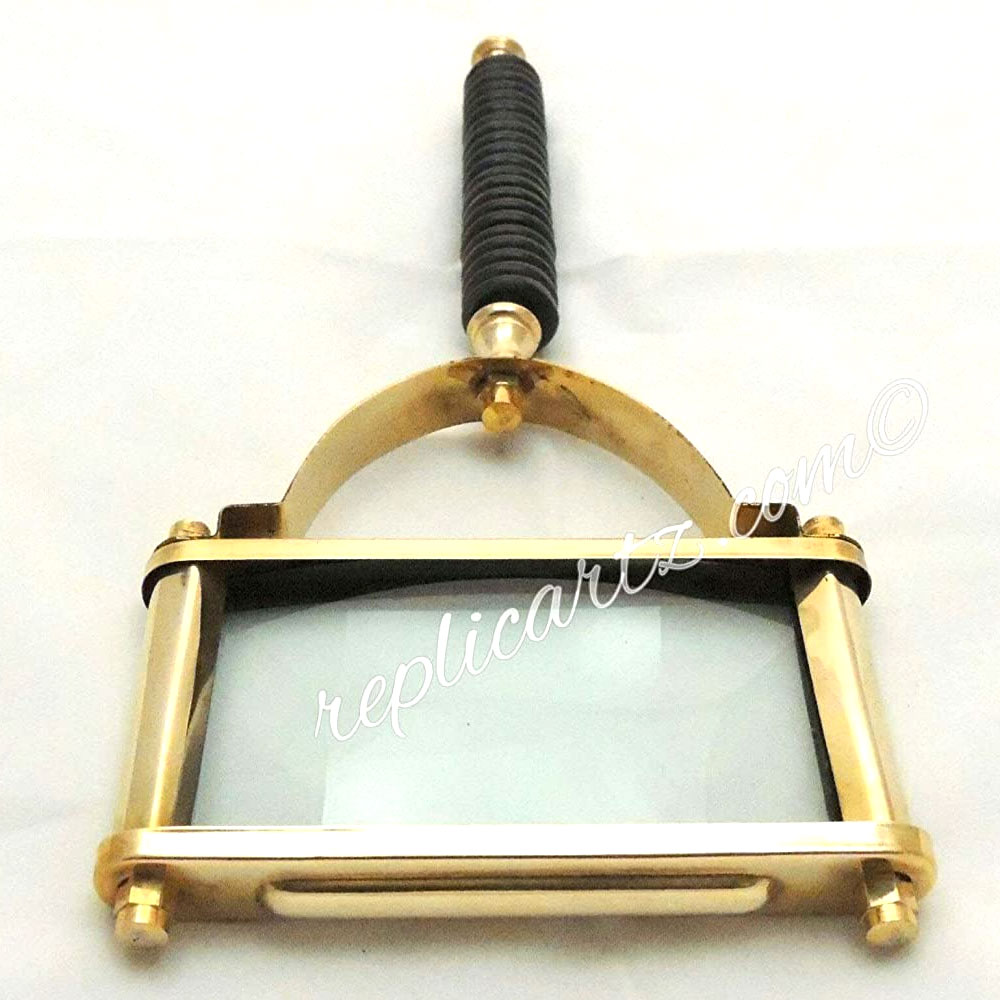 Sun & Moon Vintage Style Brass Square Shape Big Magnifying Glass Magnifier Antique Look - Image 5