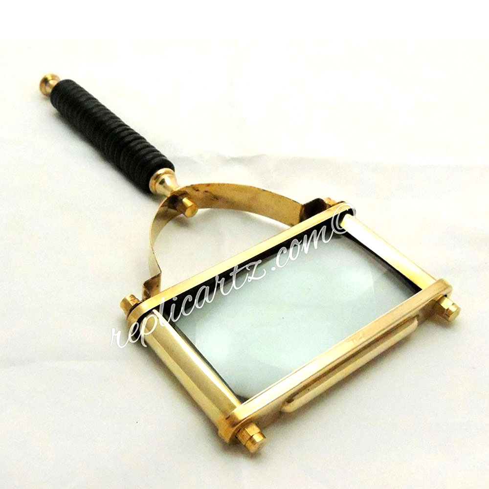 Sun & Moon Vintage Style Brass Square Shape Big Magnifying Glass Magnifier Antique Look - Image 6