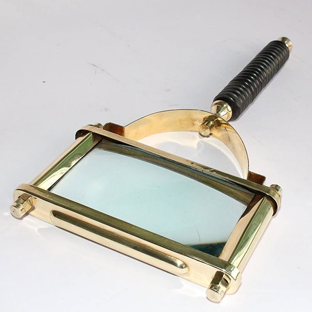 Sun & Moon Vintage Style Brass Square Shape Big Magnifying Glass Magnifier Antique Look - Image 7