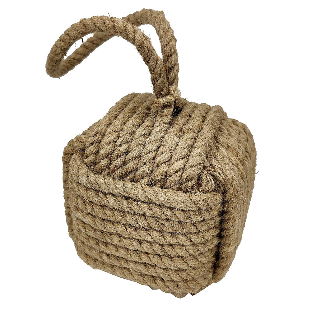 Marseille Monkey Knot Jute Square Rope Door Stopper Handmade Rope Jute (4 lbs) - Jute