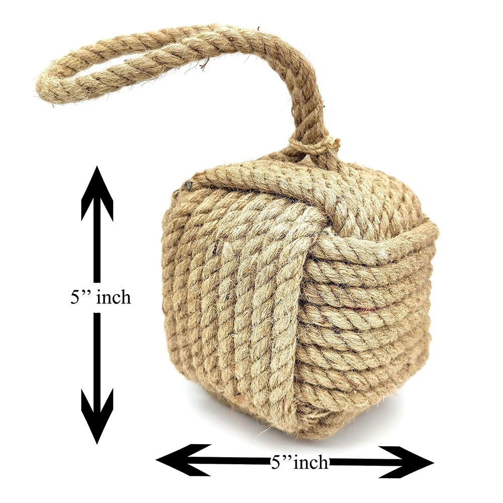 Marseille Monkey Knot Jute Square Rope Door Stopper Handmade Rope Jute (4 lbs) - Jute - Image 3