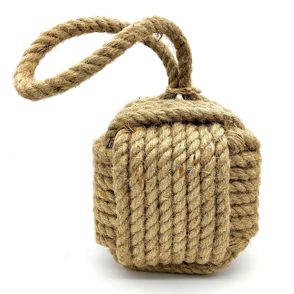 Marseille Monkey Knot Jute Square Rope Door Stopper Handmade Rope Jute (4 lbs) - Jute - Image 4