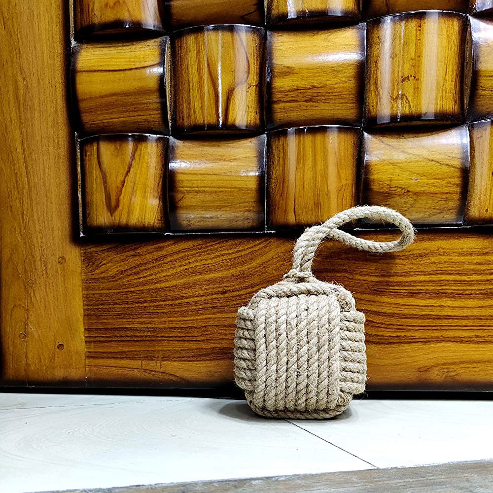 Marseille Monkey Knot Jute Square Rope Door Stopper Handmade Rope Jute (4 lbs) - Jute - Image 5