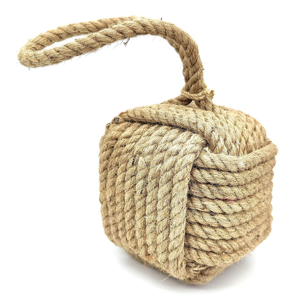 Marseille Monkey Knot Jute Square Rope Door Stopper Handmade Rope Jute (4 lbs) - Jute - Image 7