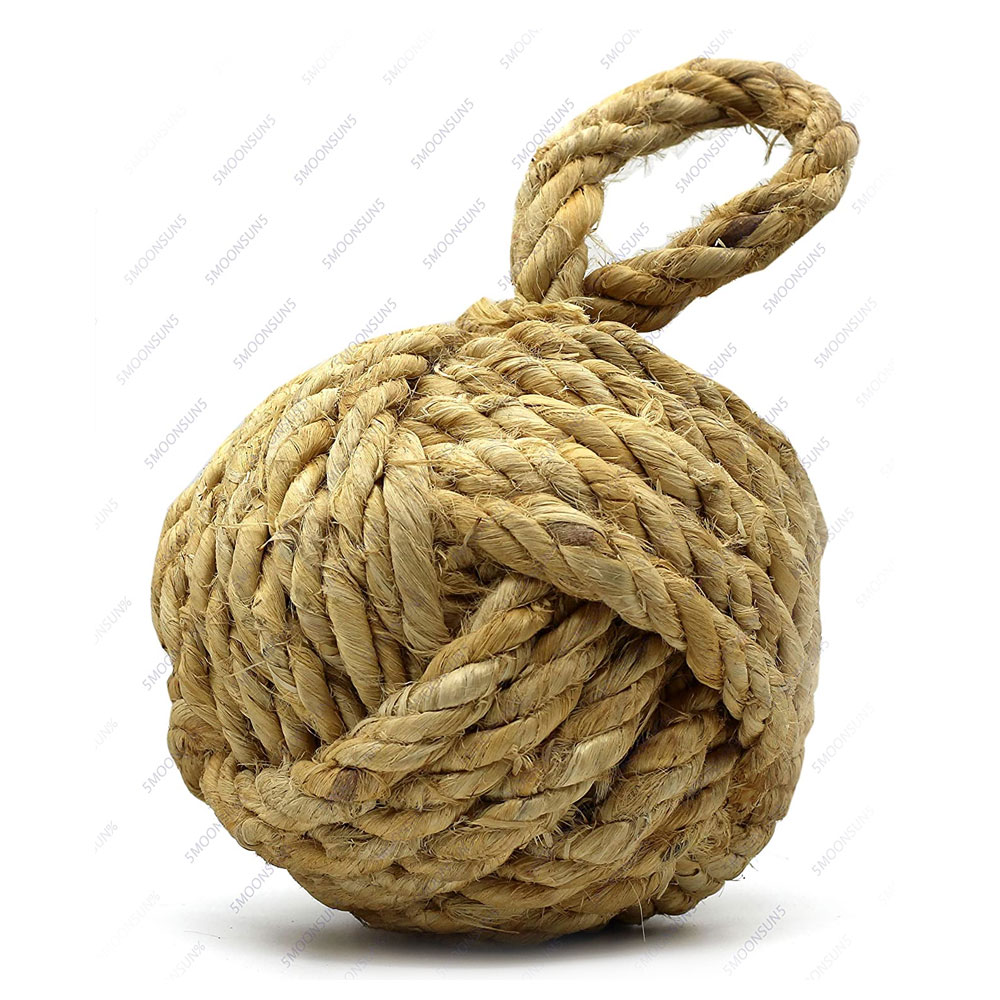 Marseille Monkey Knot Jute Rope Door Stopper Handmade Rope Jute (4 lbs) - Jute